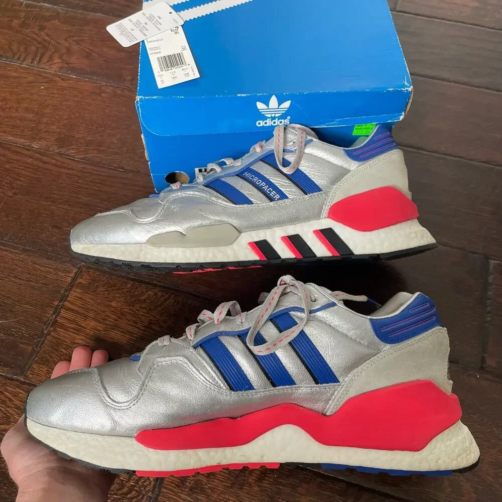 Adidas ZX 930 EQT Sneakers Shoes Metallic Silver Red Blue Run w/ Box Men 12 READ